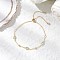 Brass Cable Chains Slider Bracelets, Brass Pave Clear Cubic Zirconia Flat Round Link Chain Bracelets for Women, Golden, 11 inch(27.8cm)