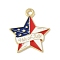 Independence Day Alloy Enamel Pandants, Golden, Star, 24.5x22x1mm, Hole: 2mm