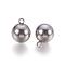 Tarnish Resistant 201 Stainless Steel Charms, Round, Stainless Steel Color, 15x12mm, Hole: 2mm