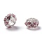Alloy Rhinestone European Beads, Large Hole Beads, Rondelle, Silver Color Plated, Light Rose, 11x6mm, Hole: 5mm