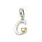 Brass European Dangle Charms, Heart Letter Large Hole Pendants, Platinum & Golden, Letter C, 25.5~30.5mm, Hole: 6mm