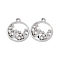 Alloy Crystal Rhinestone Pendants, with ABS Plastic Imitation Pearl Beads, Flat Round with Star Charm, Platinum, 21.5x18.5x3mm, Hole: 1.8mm