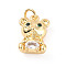 Rack Plating Brass Micro Pave Cubic Zirconia Pendants, with Jump Ring, Cadmium Free & Lead Free, Bear, Real 18K Gold Plated, 15x11x6.5mm, Jump Ring: 5x1mm, Inner Diameter: 3mm