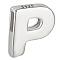 Sterling Silver Beads, with S925 Stamp, Letter A~Z, Letter P, 8x9mm, Hole: 4mm