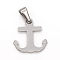 Tarnish Resistant 304 Stainless Steel Pendants, Anchor, Stainless Steel Color, 17.5x16.5x1.5mm, Hole: 3.5x6.5mm