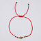 Adjustable Cross & Round Braided Bead Bracelets for Women, Red, 11 inch(28cm)