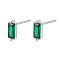 Cubic Zirconia Rectangle Stud Earrings, Silver 925 Sterling Silver Post Earrings, with 925 Stamp, Dark Green, 7.8x3mm