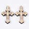 Wooden Pendants, Cross, Wheat, 33x21.5x4mm, Hole: 1.5mm