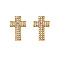 Cross Stainless Steel Crystal Rhinestone Stud Earrings for Women, Golden