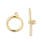 Brass Toggle Clasps, Cadmium Free & Nickel Free & Lead Free, Round Ring, Real 18K Gold Plated, Ring: 17x14x1.5mm, Hole: 1.6mm, Bar: 6x25x3mm, Hole: 1.5mm