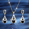 Teardrop Alloy Rhinestone Pendant Necklaces & Hoop Earrings Sets for Women, Golden, Necklaces: 450mm;
Earring: 36x11mm
