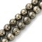 Natural Pyrite Beads Strands, Round, 8~8.5mm, Hole: 1.2mm, about 48pcs/strand, 15 inch