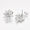 Non-Tarnish 304 Stainless Steel Stud Earring Findings, with Loop and Ear Nuts/Earring Backs, Flower, Stainless Steel Color, 20x17mm, Hole: 1.8mm, Pin: 0.8mm
