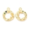 Brass with Cubic Zirconia Pendants, Cadmium Free & Nickel Free & Lead Free, Rings, Real 18K Gold Plated, 18x14.5x3.5mm, Hole: 1.8mm