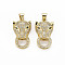 Brass Micro Pave Clear Cubic Zirconia Pendants, Nickel Free, Leopard, Real 18K Gold Plated, 25.5x14.5x6.5mm, Hole: 3x5mm