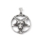 304 Stainless Steel Pendants, with 201 Stainless Steel Snap on Bails, Ring with Devil Head Charm, Antique Silver, 42x36x9mm, Hole: 9x4mm