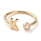 Brass Micro Pave Clear Cubic Zirconia Cuff Rings, Open Rings, Long-Lasting Plated, Real 18K Gold Plated, Letter.K, US Size 6, Inner Diameter: 17mm