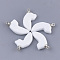 Handmade Porcelain Pendants, Bright Glazed Porcelain, with Brass Findings, Tusk Shape, Platinum, White, 20~21x9~9.5x3.5mm, Hole: 1.5mm