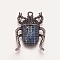 Brass Micro Pave Cubic Zirconia Pendants, Beetle, Blue, Gunmetal, 22.5x16.5x4mm, Hole: 1.5mm