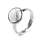 Half Round Natural Howlite Finger Rings, 304 Stainless Steel Adjustable Rings for Women, Round: 10mm, US Size 6(16.5mm), 3mm