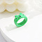 Cute Cartoon Resin Finger Rings for Women, Bear, Spring Green, Inner Diameter: 17mm