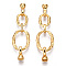 Brass Micro Pave Cubic Zirconia Fold Over Clasps, Cadmium Free & Nickel Free & Lead Free, Oval Clasps for Jewelry Making, Real 18K Gold Plated, Oval: 20x16x2mm and 7.5x6x2mm and 14x11x2mm, Clasp: 12x7x6.5mm, Inner Diameter: 3.8mm