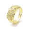 Brass Pave Cubic Zirconia Adjustable Rings, Cadmium Free & Nickel Free & Lead Free, Rhombus, Real 18K Gold Plated, Inner Diameter: 17.8mm