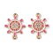 Alloy Enamel Connector Charms, Helm Links with Crystal Rhinestone, Light Gold, Cadmium Free & Nickel Free & Lead Free, Hot Pink, 22x16.8x1.7mm, Hole: 1.2mm