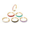 Brass Enamel Cuff Rings, Open Rings, Bamboo Joint, Golden, Mixed Color, US Size 6, Inner Diameter: 17mm