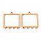 201 Stainless Steel Chandelier Components Links, Rectangle, Laser Cut, Golden, 20x18x1mm, Hole: 1.2mm and 1mm