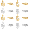 20Pcs 2 Colors 201 Stainless Steel Charms, Laser Cut, Feather, Golden & Stainless Steel Color, 12x6.5x1mm, Hole: 1.4mm, 10pcs/color