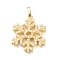 Brass Pendants, Snowflake Charms, with ABS Plastic Pearl, Rack Plating, Long-Lasting Plated, Lead Free & Cadmium Free, Real 18K Gold Plated, 27x22x5mm, Hole: 7x4mm