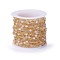 Handmade Natural Rose Quartz Beaded Chains, Soldered, with Brass Findings, Real 18K Gold Plated, Long-Lasting Plated, with Spool, 3mm, about 32.8 Feet(10m)/roll