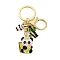 Rack Plating Panda Zinc Alloy Enamel Pendant Keychain, with Iron Keychain Ring, Golden, 8.5cm, pendant: 50x25x15mm