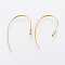 304 Stainless Steel Earring Hooks, with Vertical Loop, Real 18K Gold Plated, 25x14x4mm, Hole: 2.4mm, 21 Gauge, Pin: 0.7mm
