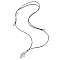 Brass Macrame Pouch Empty Stone Holder for Pendant Necklaces Making, Adjustable Cowhide Leather Cord Necklace, Platinum, 10~19-1/4 inch(25.5~49cm)