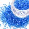 Glass Bugle Beads, Transparent Colours Luster, Dodger Blue, 2.5~3x2mm, Hole: 0.9mm, about 15000pcs/pound