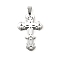 Cross 304 Stainless Steel Big Pendants, with 201 Stainless Steel Ice Pick Pinch Bails, Stainless Steel Color, 61.5x39.5x4.5mm, Hole: 12x6.5mm