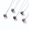 Pendant Necklaces, with Brass Cage Pendants, Lava Rock Perfume Beads, Brass Chain Necklace Making, teardrop, Platinum, 17.7 inch(45cm), Pendant: 17x17x15mm