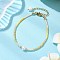 Glass Seed Beaded Bracelets for Women, with Shell Pearl & Brass Beads, Yellow, 7-1/8 inch(18cm)