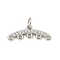 Brass Micro Pave Clear Cubic Zirconia Chandelier Component Links, Arcuated Necklaces Connector Clasps, with Jump Ring, Platinum, 7x18.5x2mm, Hole: 1mm