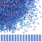 2000Pcs Glass Bugle Beads, Silver Lined, Blue, 6x1.8mm, Hole: 0.6mm