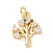 Brass Micro Pave Cubic Zirconia Pendants, Cadmium Free & Lead Free, with Jump Ring, Tree Charms, Golden, 15x12x3mm, Hole: 2.8mm
