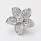 Flower Brass Micro Pave Cubic Zirconia Multi-Strand Links, Platinum, 14x15x6mm, Hole: 1mm