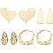 20Pcs 4 Style Brass Pendants, Mixed Shape, Real 18K Gold Plated, 24.5~27x10.5~30x1~2mm, Hole: 1~2.5mm