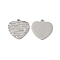 Non-Tarnish 201 Stainless Steel Charms, Textured, Heart Charm, Stainless Steel Color, 12x12x0.5mm, Hole: 1mm