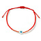 Natural Shell with Evil Eye Beaded Braided Bead Bracelets for Women, Flat Round, Inner Diameter: 11 inch(28cm)
