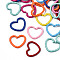 Spray Painted Iron Linking Rings, Quick Link Connector, Cadmium Free & Nickel Free & Lead Free, Hammered Heart, Mixed Color, 11.5x14x1.5mm, Inner Diameter: 8x11mm