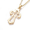 304 Stainless Steel Pendant Necklaces, with Cable Chains and Lobster Claw Clasps, for Religion, Cross, Golden, 17.6 inch(44.8cm), 1.5mm