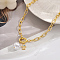 Elegant Brass Micro Pave Clear Cubic Zirconia & Imitation Pearl Pendant Necklaces for Women, Perfect Accessories, Golden, Hamsa Hand, 17.32 inch(44cm)